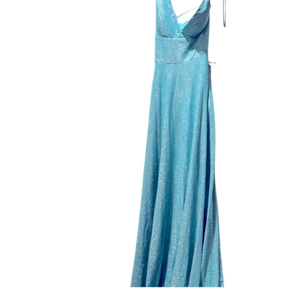 B DARLIN Slitted Zip Crisscross Adjustable Straps V Neck Formal Gown Dress 9\10 - Picture 4 of 8